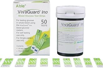 Vivaguard Ino Blood Glucose Test Strips for Diabetes - 50 Counts Accurate Diabetic Test Strips for Monitoring Blood Sugar - Compatible with Vivaguard Ino Glucometers Only, Green