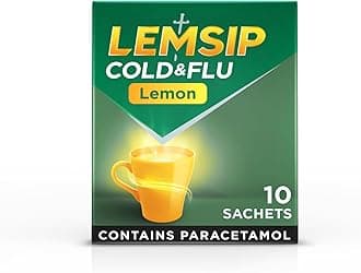 – Lemsip Cold and Flu Sachets, Lemon, 10 Total, Paracetamol, Cold and Flu Relief, Headache, Blocked Nose Relief, Sore Throat Relief, Fever, Full Relief, Decongestants, Medication