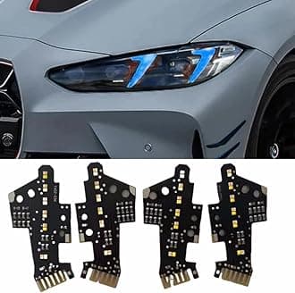 CSL Yellow DRL LED Boards Fit For 2025 G80 G81 G82 G83 G22 G23 G26 LCI M4 M3 430i 430iX M440i M440iX LCI 4 SERIES Headlight, Golden Eyes, Left&Right Daytime Running Light, DRL Chips (Ice Blue)