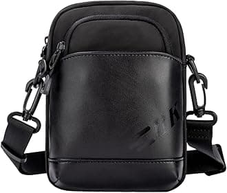 HebetagSmall Leather Shoulder Bag Crossbody Pack for Men Outdoor Travel Business