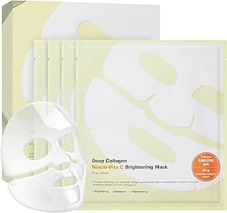 Deep Collagen Niacin-Vita C Overnight Mask | Brightening & Wrinkle Care Mask | 2,160,000PPB Collagen + Niacinamide + Vita C | Korean Skincare, 4ea | Gifts for Women