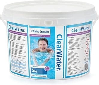Clearwater Chlorine Granules for Hot Tub Spa and Swimming Pool Water Treatment for Rapid Disinfecting and Cleaning, Pail, 5 kg, White