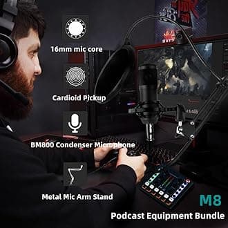 sktome Podcast Equipment Bundle-M8 Black-New Microphone