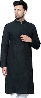 LATEST CHIKAN Men's Cotton Regular Textured Long Kurta Full Sleeves - Casual Ethnic Wear