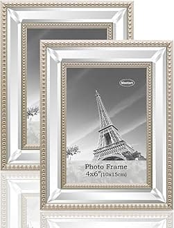 4x6 2 Pack Mirror Photo Frames Sets for Wall Pictures Decor or Table Stand