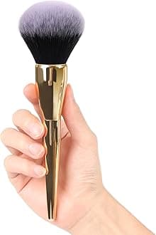 Powder Brush,Daubigny Large Powder Brush Flat Arched Premium Durable Kabuki Makeup Brush Perfect For Blending Liquid,Cream and Flawless Powder,Buffing, Blending,Concealer (Gold Black)