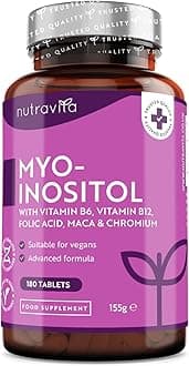 Nutravita Myo-Inositol Tablets with Folic Acid, Vitamin B6, B12, Maca and Chromium - PCOS Support Supplement - 180 Vegan Tablets - Prenatal Vitamins for Women - Alternative to Inositol Powder