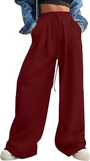 Aleumdr Wide Leg Sweatpants for Women 2025 Trendy Fashion High Waisted Drawstring Loose Long Pants with Pockets