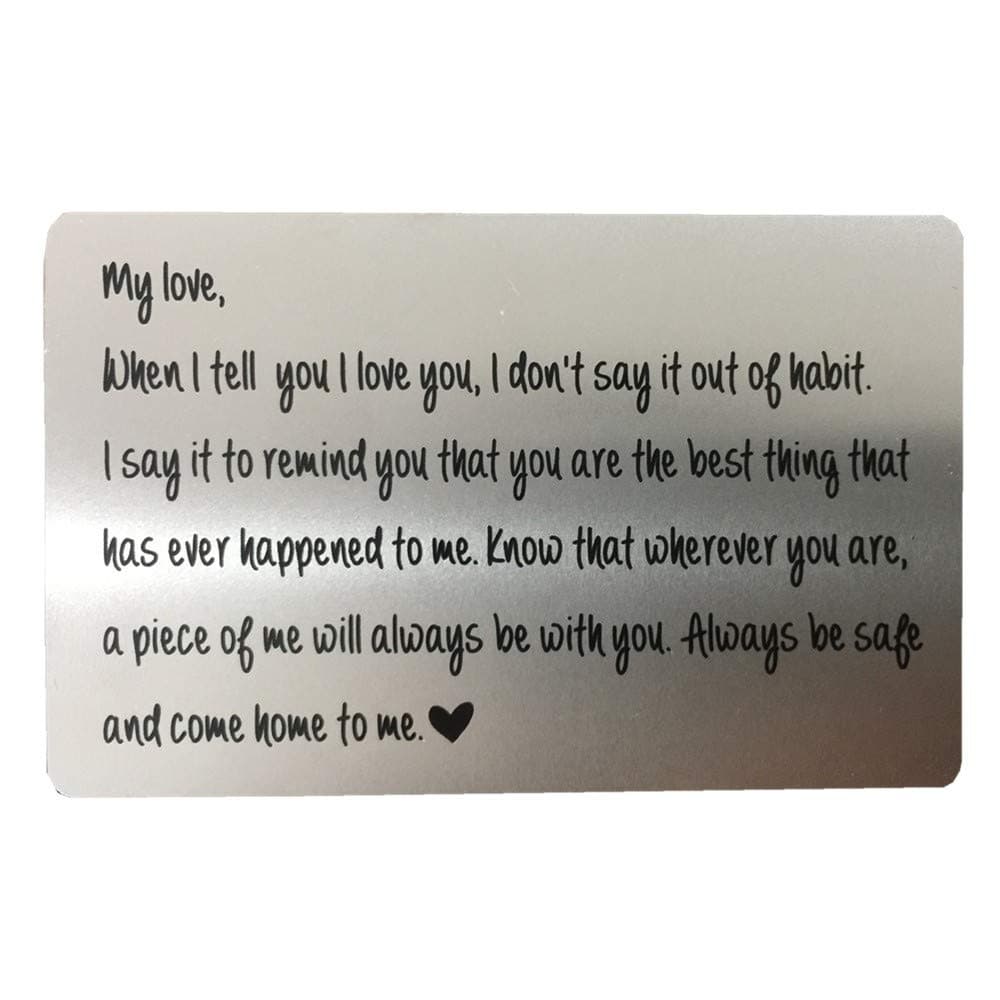 Engraved Wallet Insert Card Personalized Unique Gift For Boyfriend Or Husband As Anniversary, Christmas Day, Graduation and Father's Day Gift from Wife Groom's Gifts for Men Romantic Gifts for Him