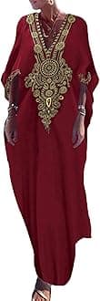 Gold Embroidery Long Kaftan Dresses V Neck Caftan Dress Beach Cover Ups for Women Embroidery