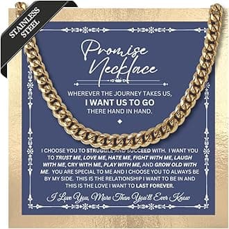 Promise Necklace For Him - Cuban Chain Necklace, 6mm Thick, To My Man Boyfriend, Husband, Fiance, BF Gift Ideas, Message Card + Gift Box Included