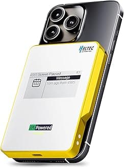 MeshPocket Qi2 Magnetic Power Bank 5000mAh, 15W Wireless Portable Charger with 20W USB-C Fast Charging Bluetooth LoRa E-Ink Display Slim Battery Pack for iPhone Compatible with Meshtastic (Yellow)