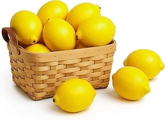 BigOtters Large Artificial Lemons, 3.7″ x 2.5″ Vivid Faux Lemons for Fake Fruit Bowls, Home Kitchen Decor, Party & Photography Props (12PCS)