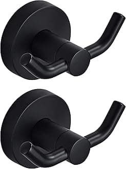 MARMOLUX ACC - 2pack Black Bathroom Hooks for Towels | Modern Black Hooks, Double Robe & Towel Hooks Ideal as Bathroom Towel Holder, Shower Wall Hook, Kitchen Hand Towel Holder
