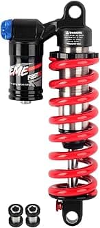 JFOYH Adjustable Oil+Coil Spring Rear Shock Suspension, Shock Absorbers For Downhill MTB Bike/E-bike, 190mm X 550lbs - Red