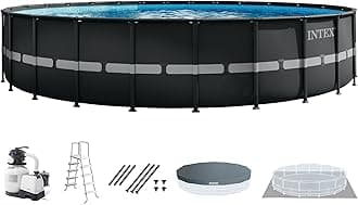 INTEX Ultra XTR 26 ft x 52 in Above Ground Pool Set, Round Swimming Pool with Steel Frame, 2800 GPH Sand Filter Pump, Ladder, Cover, & Ground Cloth