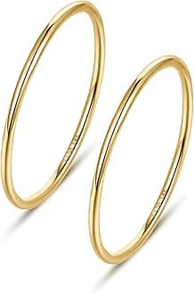 1mm 14K Gold Filled Rings for Women Girls Thin Gold Ring Dainty Cute Stacking Stackable Thumb Pinky Band Non Tarnish Comfort Fit Size 4 to 11 1PC/2PCS/3PCS