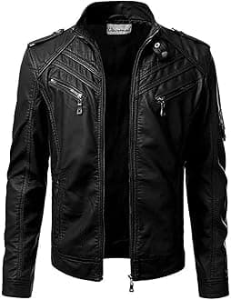 Men's Black Genuine Lambskin Leather Biker Jacket VINTAGE REAL MOTORCYCLE JACKETS FOR MEN