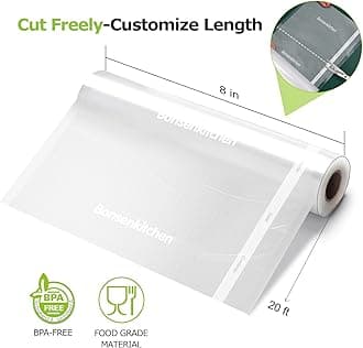 Bonsenkitchen Vacuum Food Sealer Rolls Bags, 2 Packs 8 in x 20 ft Storage Bags, BPA Free, Durable Commercial Customized Size Food Bags for Food Storage and Sous Vide Cooking