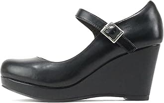 Merry ~ Womens Mary Jane Strap Comfortable Platform Wedge Pump Heel Shoes (Wide Fit Available)
