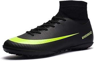 Mens Football Shoes High Top Spikes Youth Outdoor Training Football Shoes Professional Athletic Sports Shoes Turf Trainers Black 2 R