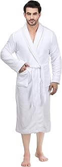 NY Threads Luxurious Mens Shawl Collar Fleece Bathrobe Spa Robe