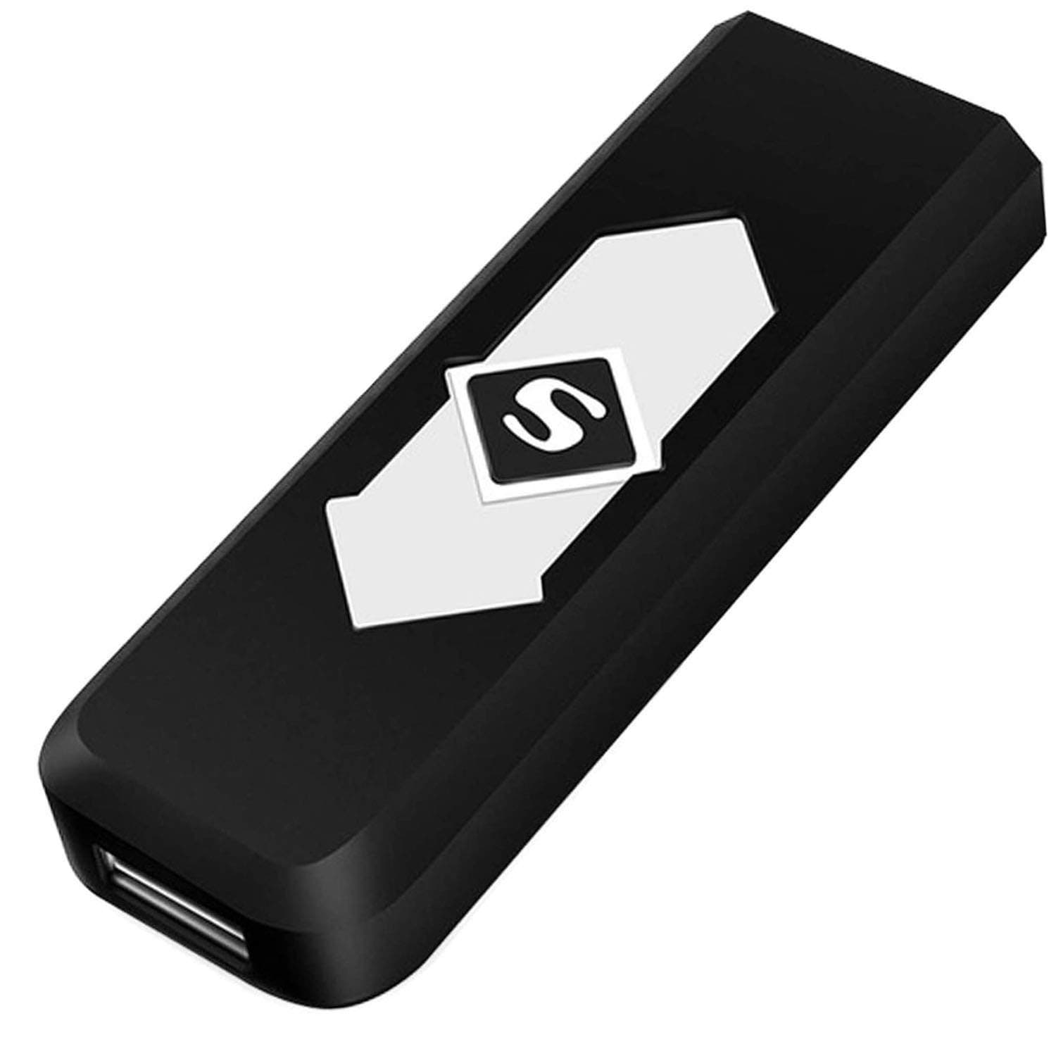 Electronic Lighter, Atian 1X Portable USB Rechargeable Lighter,Ignition Lighter Double Sided Windproof Plasma Flameless Lighter for Push-Out USB Socket No Data Line Required (Black)