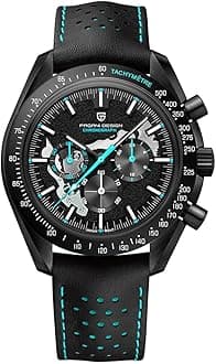 HaiqinPagani Design 1779 Luxury Men's Quartz Chronograph Moon Skeleton Watches Japan Movement AR Sapphire Glass Stainless Steel Case Waterproof Analog Watch