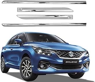 Full Chrome Side Beading Moulding with 3M Adhesive Tape for Maruti Suzuki Baleno 2022 and Above Models - Chrome Color (Pack of 4)