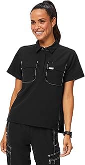 FIGS Saiya Cargo Scrub Top for Women — Classic Fit, 3 Pocket, Collared, Anti-Wrinkle, 4-Way Stretch — Amazon Exclusive