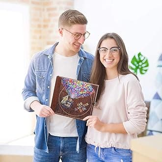 Scrapbook Photo Album,Our Adventure Book Scrapbook, Embossed Words Hard Cover Movie Up Travel Scrapbook for Anniversary, Wedding, Travelling, Baby Shower, etc (Adventurebook Ball)