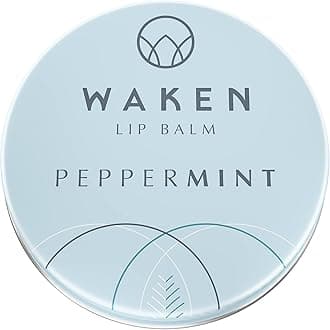 Waken, 15ml Rich & Nourishing Lip Balm, Peppermint, Fresh & Cool Natural Flavour, Vegan, Vitamin E, Shea Butter & Cocoa Butter, 100% Natural, No Petroleum Jelly, Sustainable Packaging