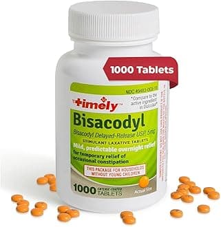 TIME-CAP LABS, INC.Timely Bisacodyl 5mg - 1000 Tablets - Laxatives for Constipation Relief - Compared to The Active Ingredients in Dulcolax - Gentle, Dependable Constipation Relief for Adults