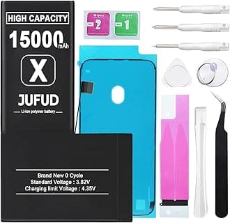 15000mAh Replacement Battery Used for iPhone X, High-Capacity 0 Cycle Li-Polymer Battery - Compatible with Models A1865 A1901 A1902 Includes Full Repair Kit