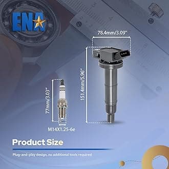 ENA Ignition Coil Pack and Platinum Spark Plug Set of 4 Compatible with Scion Toyota TC Camry Corolla Highlander 2.4L L4 Replacement for UF333 90919-02244 90919-02266 C1330