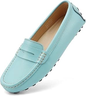 Women's Classic Comfort Leather Penny Loafers Casual Slip-Ons Lightweight Walking Flats Driving Mocs Boat Shoes