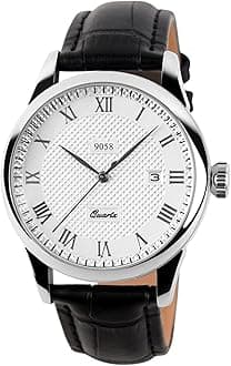 Forrader Mens Wrist Watch Analog Quartz Watch Leather Band Roman Numerals Waterproof Fashion Business Casual Wrist Watch for Men