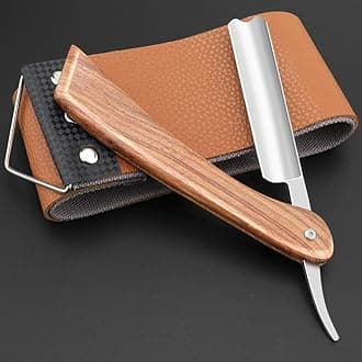 Straight razors for men Professional Straight Edge Barber Razor Premium Stainless Steel Shaver Razor with Shaving Strop for Men Home & Salon Grooming Using (NO.183)