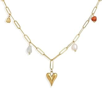 Gold Charm Pendent Choker Necklace for Woman, Boho Dainty Gemstone CZ Rhinestone Dangle Chain Necklaces Prom Fashion Jewelry Wedding Gift