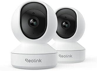 REOLINK Home Security Camera System, 4MP HD Plug-in Indoor WiFi 6 Pan Tilt Pet Camera, Baby Monitor, Night Vision, 2 Way Talk, Smart Human/Pet Detection, Local microSD Card Storage, E1(2 Pack)