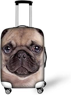 HUGS IDEA Pug Face Print Elastic Travel Protective Dust Covers for 26/28/30 Inch Suitcasae