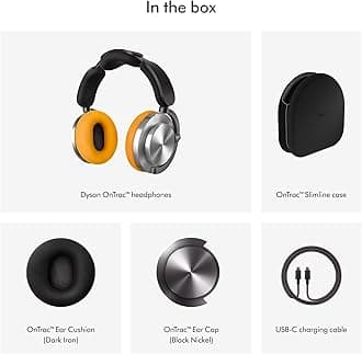 Bundle - Dyson OnTrac™ Over Ear Wireless Headphones in CNC Aluminum with Dark Iron Ear Cushions + Black Nickel Ear Caps - Noise Cancelling, Up to 55 Hours Battery Life(2), Customizable