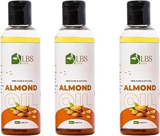 LBS Pure Sweet Almond Oil 100% Extra Virgin Cold-Pressed Natural Oil For Skin, Hair, & Nails Enriched With Vitamin E & A Deep Moisturization For Healthy Skin & Hair 100Ml (Pack_3)
