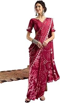 Bhandhaje Silk Saree for Women | Elegant Maroon Bandhani Print Saree with Blouse Piece |