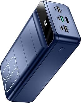 PowerBank 60000mAh Fast Charging, Battery Pack 22.5W Power Bank with USB C, Portable Charger LED Display Blue, 4 Outputs and 3 Inputs Compatible with iPad Tablets iPhone etc.