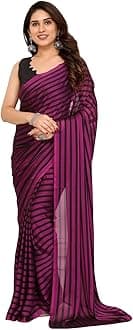 RAJESHWAR FASHION WITH RFWomen's Printed Georgette Sarees For Ladies & College Girls Farewell With Lace Border & Blouse