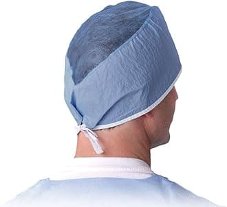 Medline NON28625Z Disposable Surgeon's Caps, Scrim, Latex Free, Blue (Pack of 100)