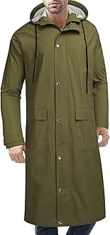 COOFANDY Men's Rain Jacket with Hood Waterproof Lightweight Active Long Raincoat