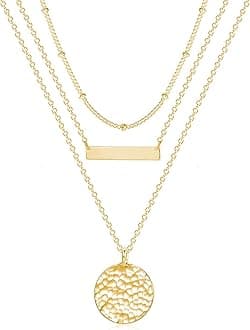 Pendant Necklace Gold Choker Layered Coin Open Karma Circle Full New Crescent Moon 14K Gold Plated Dainty Simple Moon Phase Jewelry for Women Gift