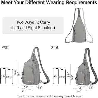 Hanke Crossbody Sling Bag for Women Men, Small & Large Casual Cross Body Sling Bags, Chest Bag for Outdoor Hiking Travel
